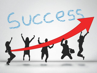 Success word and arrow report growth