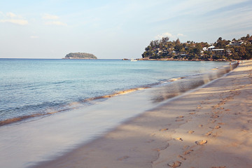 Summer seascape on the sand on the shore