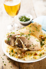 Pork leg, cooked with cabbage and ham