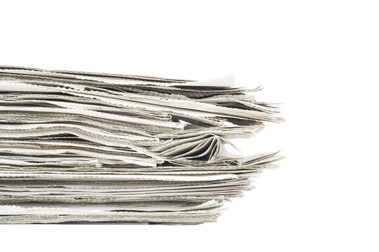 stack of newspaper, isolated on white background