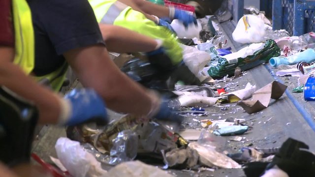 Recycling factory workers