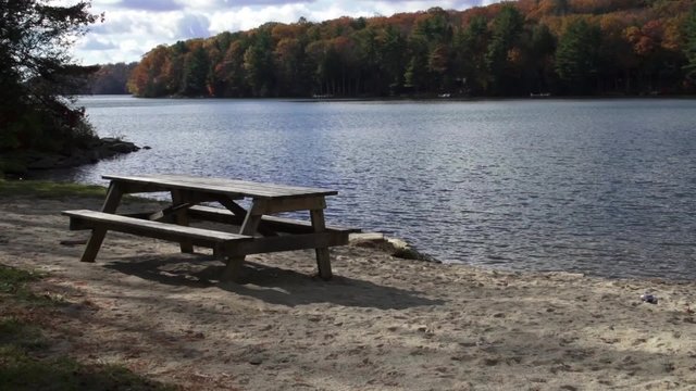 Picnic table on the water