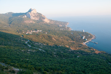 Landscape view of Foros coastline at sunset, south of Crimea