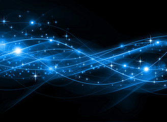 snowflakes and stars descending on background