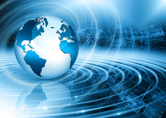 Best Internet Concept of global business. Globe, glowing lines