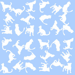 Fototapeta na wymiar Illustration Background with dogs and cats. Seamless pattern.