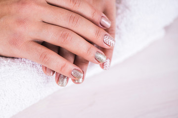 Manicure - Beauty treatment photo of nice manicured woman finger