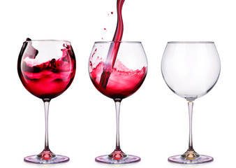 Set from glasses with wine isolated on a white 