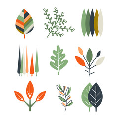Leaf Set in Flat Design