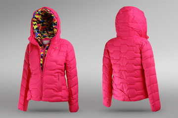 pink womans jacket with moro details - obrazy, fototapety, plakaty