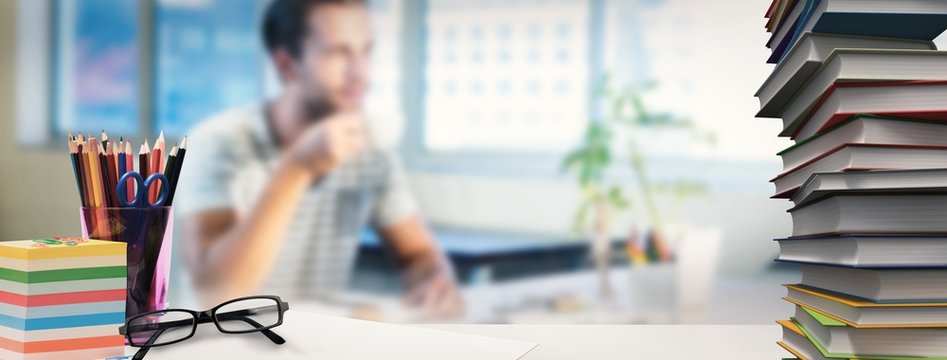 Composite image of students desk