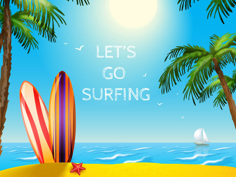 Summer  Travel  Poster Surfboards  Background 