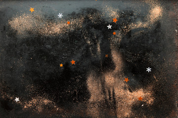 Stars and Snow Flakes on Glittery Background