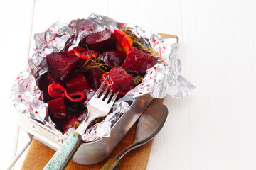 Oven roasted or barbecued beetroot
