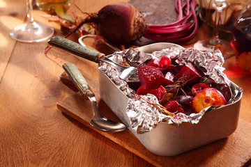 Healthy roasted autumn beetroot