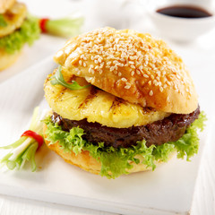 Delicious teriyaki pineapple burger