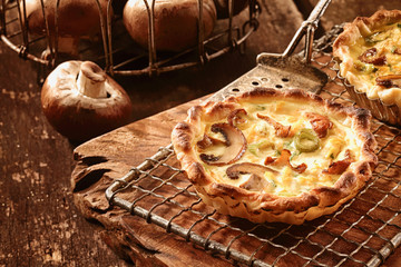 Gourmet mushroom tart with autumn fungi