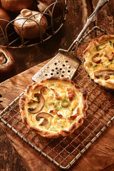 Delicious homemade autumn mushroom quiches