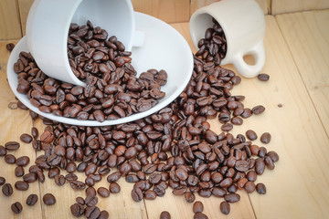 coffee bean on the wood floor