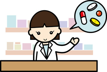 薬の説明をする薬剤師
