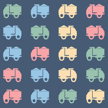 Colorful tipper truck vector pattern.