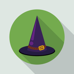 Fototapeta premium Classic Pointy Witch Flat Hat, Vector Illustration