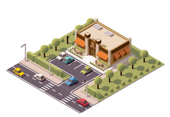 Vector isometric coffee shop