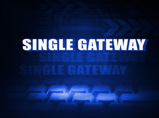 Single Gateway on digital blue abstract technology background