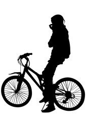 Sport women whit bike on white background