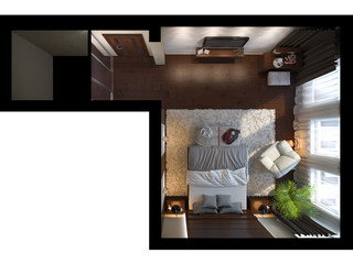 3d illustration of bedrooms in brown color