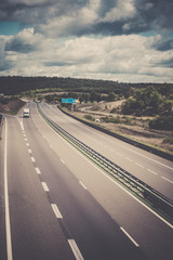 Highway through France at summer time