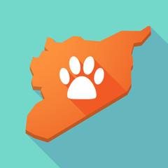 Long shadow Syria map with an animal footprint