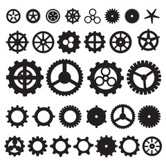 Steampunk collection machine gear. wheel cogwheel vector, set of