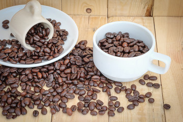 coffee bean on the wood floor