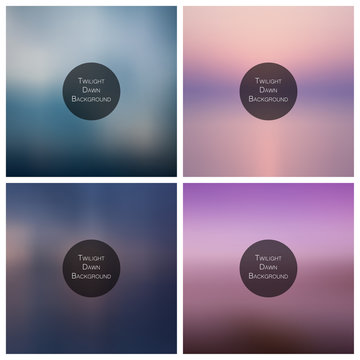 Collection of blue and purple gradient mesh vectors in twilight, dawn, morning and winter style. Set of blurry and soft backgrounds with space for text.