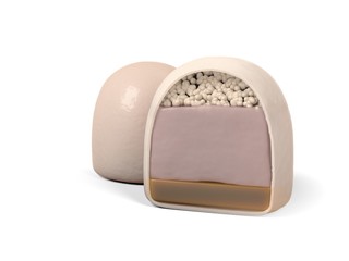 Two chocolate caramel candy on white background