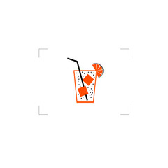 juice with ice cube color vector