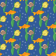 Seamless pattern with fish. Vector illustration.