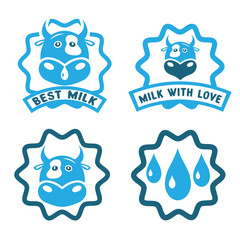 milk stamps collection with cow face