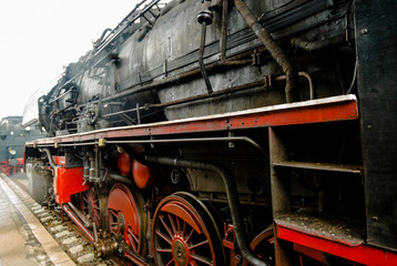 detail of a classic steam locomotive 