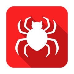 Icono plano cuadrado araña rojo