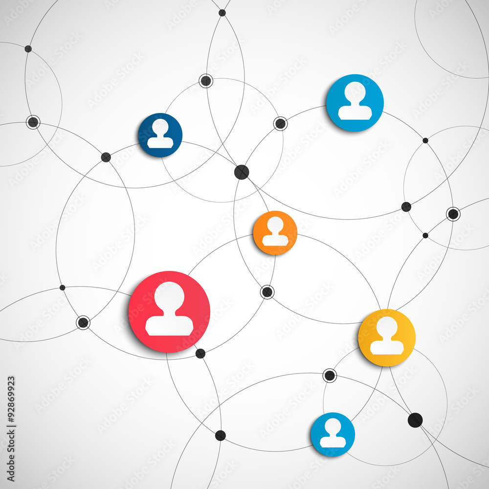 Poster Network. Abstract background with dots and circles. Connection Concept. Digital data visualization. Social network graphic concept. Geometric technology vector background.