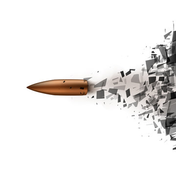 Bullet shot smashed the glass in the splinters. Vector illustration