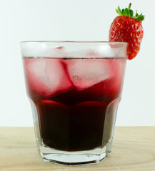 Refreshing and cold summer drink with Strawberry and ice