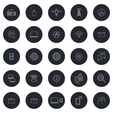 Linear Business Communication Icons