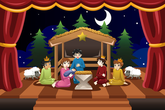 Kids Playing in Christmas Drama