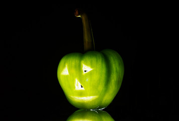 Halloween design, Bell pepper  on black background