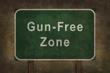 Gun-Free Zone roadside sign illustration
