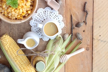 Corn milk and fresh sweet corn