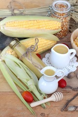 Corn milk and fresh sweet corn